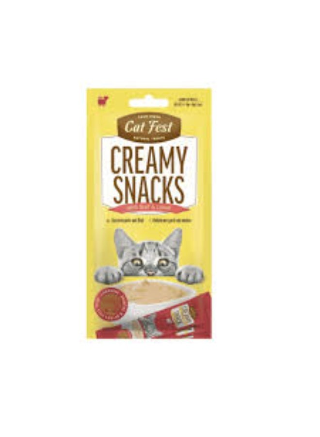 Cat Fest Creamy Snacks Beef with Caviar 4x10g Soft Cat Treats for Kittens & Adult Cats From Varmacy - Image 1